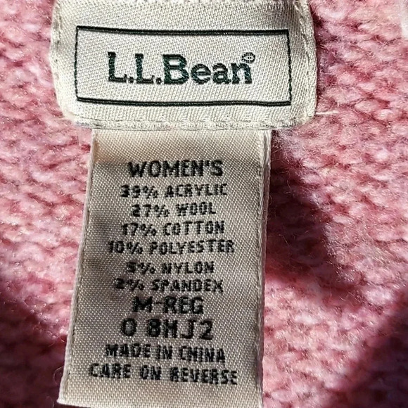 L.L. Bean Button Up Womens Wool & Cotton Blend Pink Knit Cardigan Size M-Regular - Picture 7 of 9